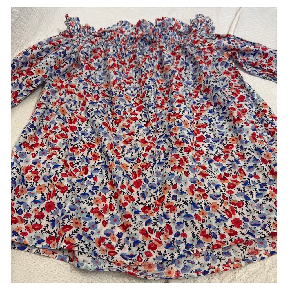 St John’s Bay Floral Off Shoulder Smocked Cotton Blouse Small NWT - Picture 5 of 8